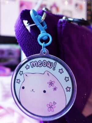 Meow! Pink Cat Holographic Keychain